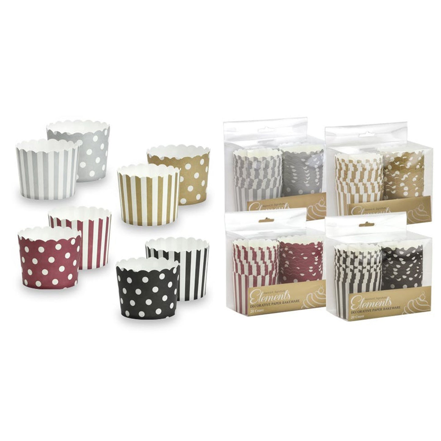 2.25" x 2" Paper Assorted Baking Cups 20 Pack Disposable Baking Cups Hanna K