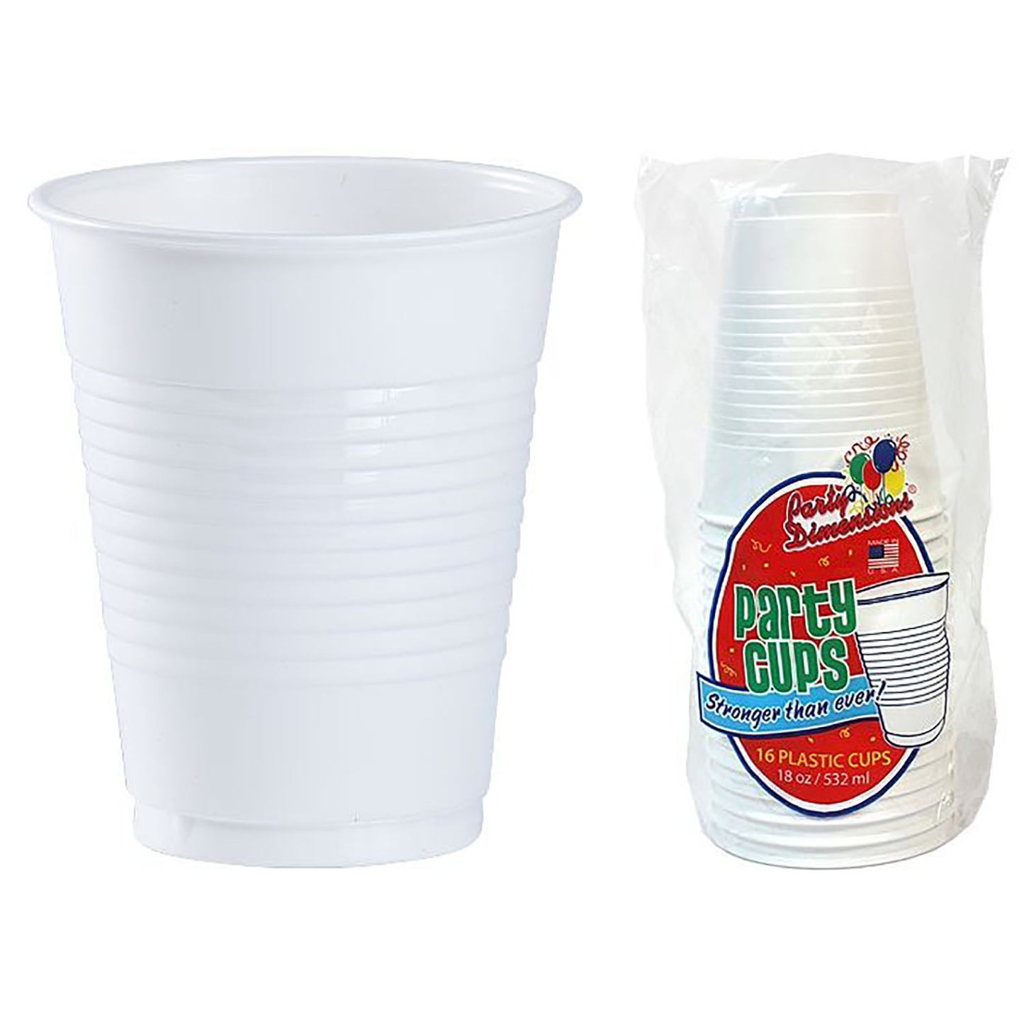 White Co-Ex Plastic Cup 18 oz Cups Party Dimensions
