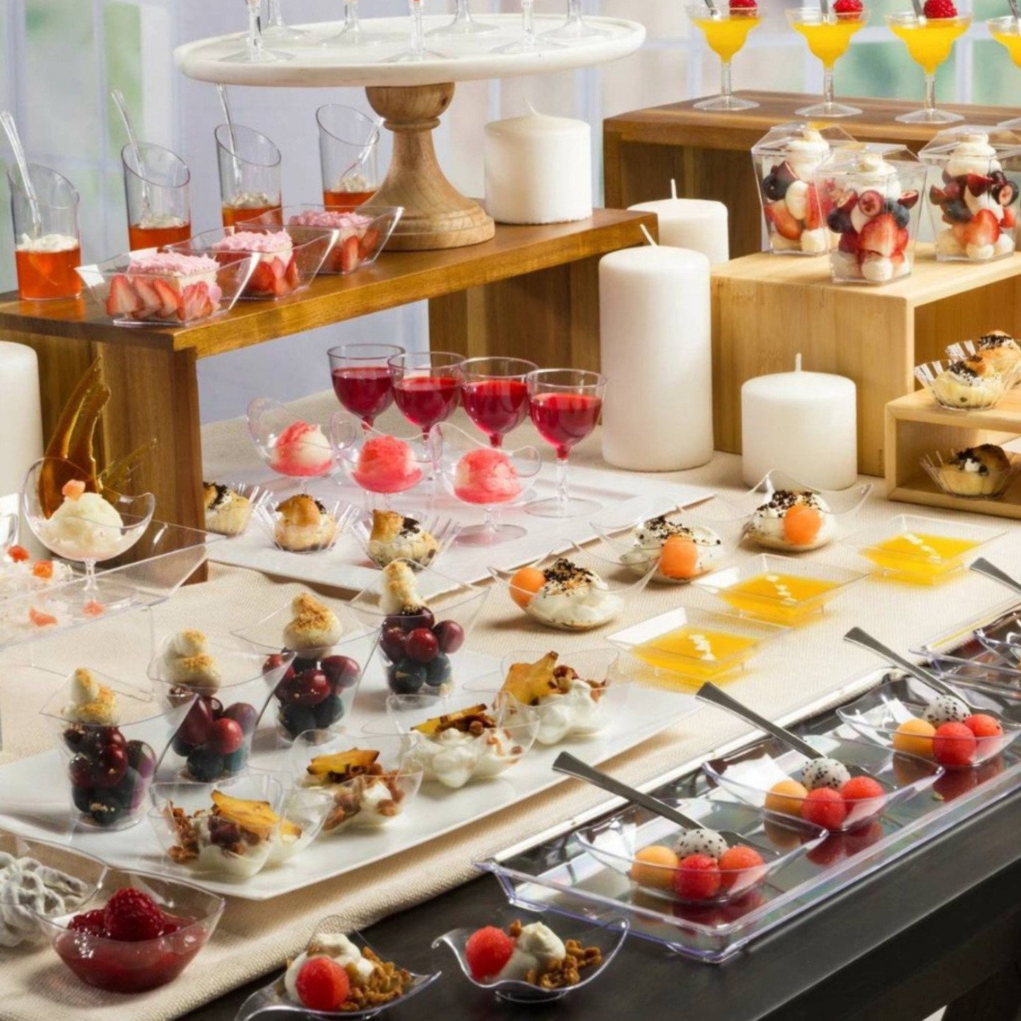 Clear Mini Plastic Square Footed Dish Serverware Lillian