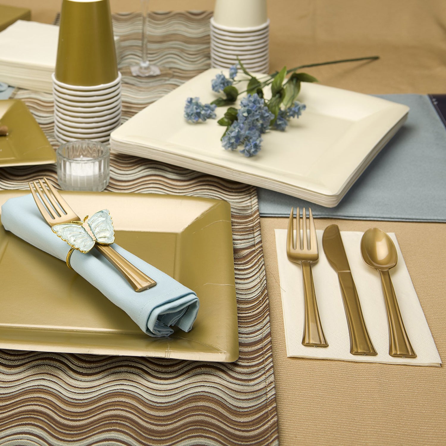 Lillian Tablesettings Extra Strong Quality Gold Premium Plastic Soup Spoons Cutlery Lillian   
