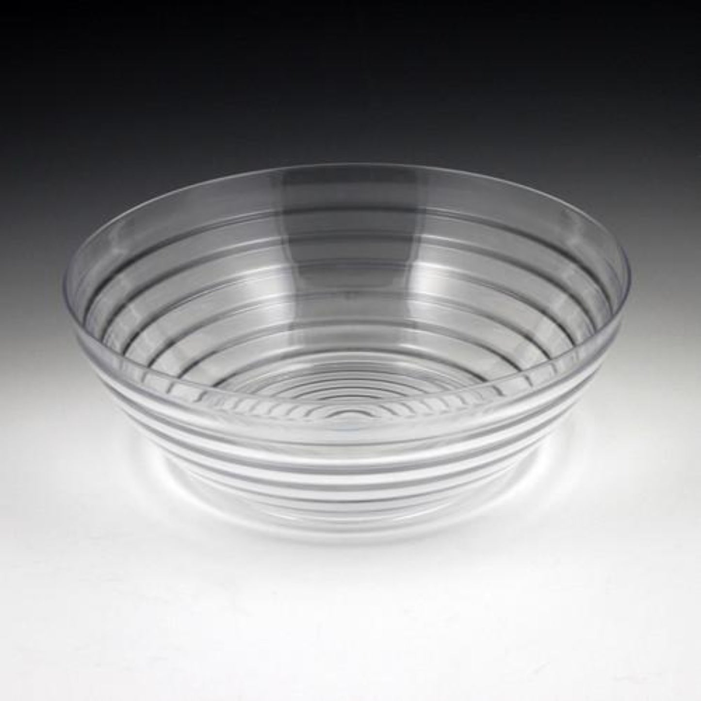 5 Quartz Large Plastic Round Clear Ringed Serving Bowl 11" Extra heavy weight Serverware Party Dimensions