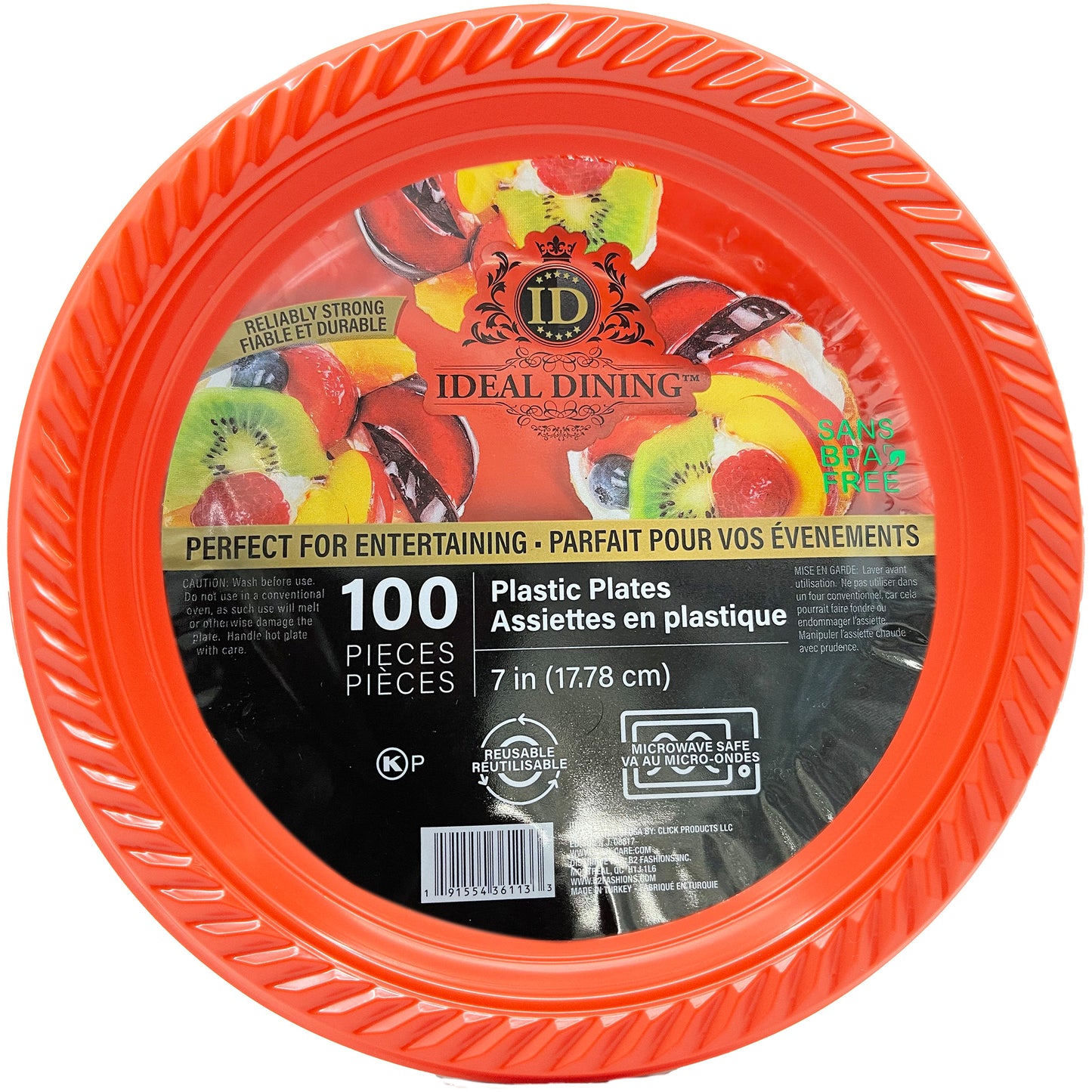 SALE Ideal Dining 7" Light Weight Red Plastic plates Good to use in Microwave Disposable Plates Ideal Dining