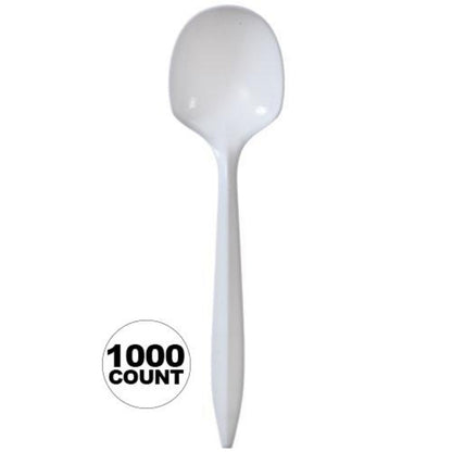 Case of Plastic - Disposable - Medium Weight - White - Soup Spoons | 1000 ct. Buy Bulk Nicole Collection   