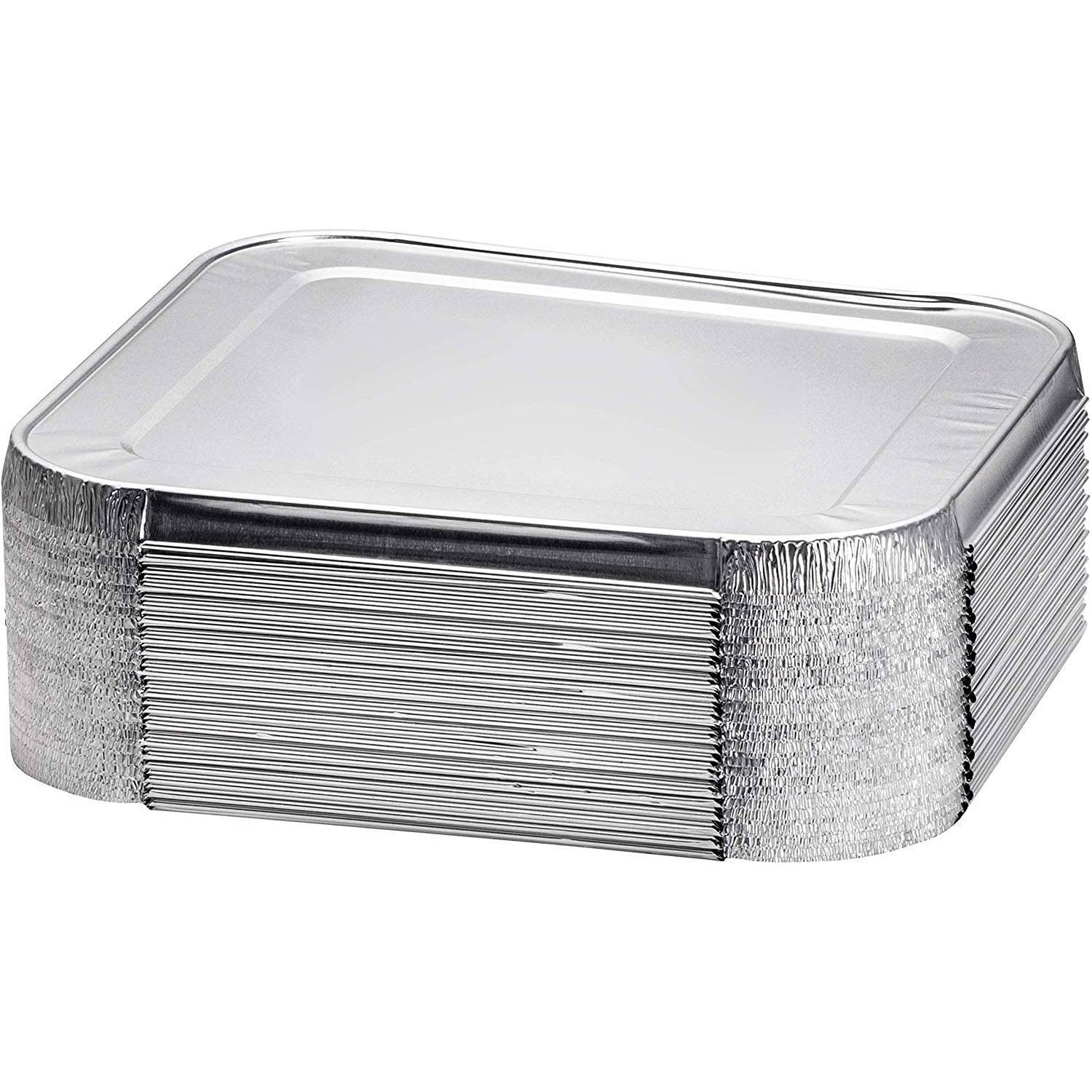 Case of Aluminum - 17" x 12½" x 3⅕" - Disposable - Rectangular - Large Lid for Rack Roaster | 100 ct. Disposable Nicole Collection   