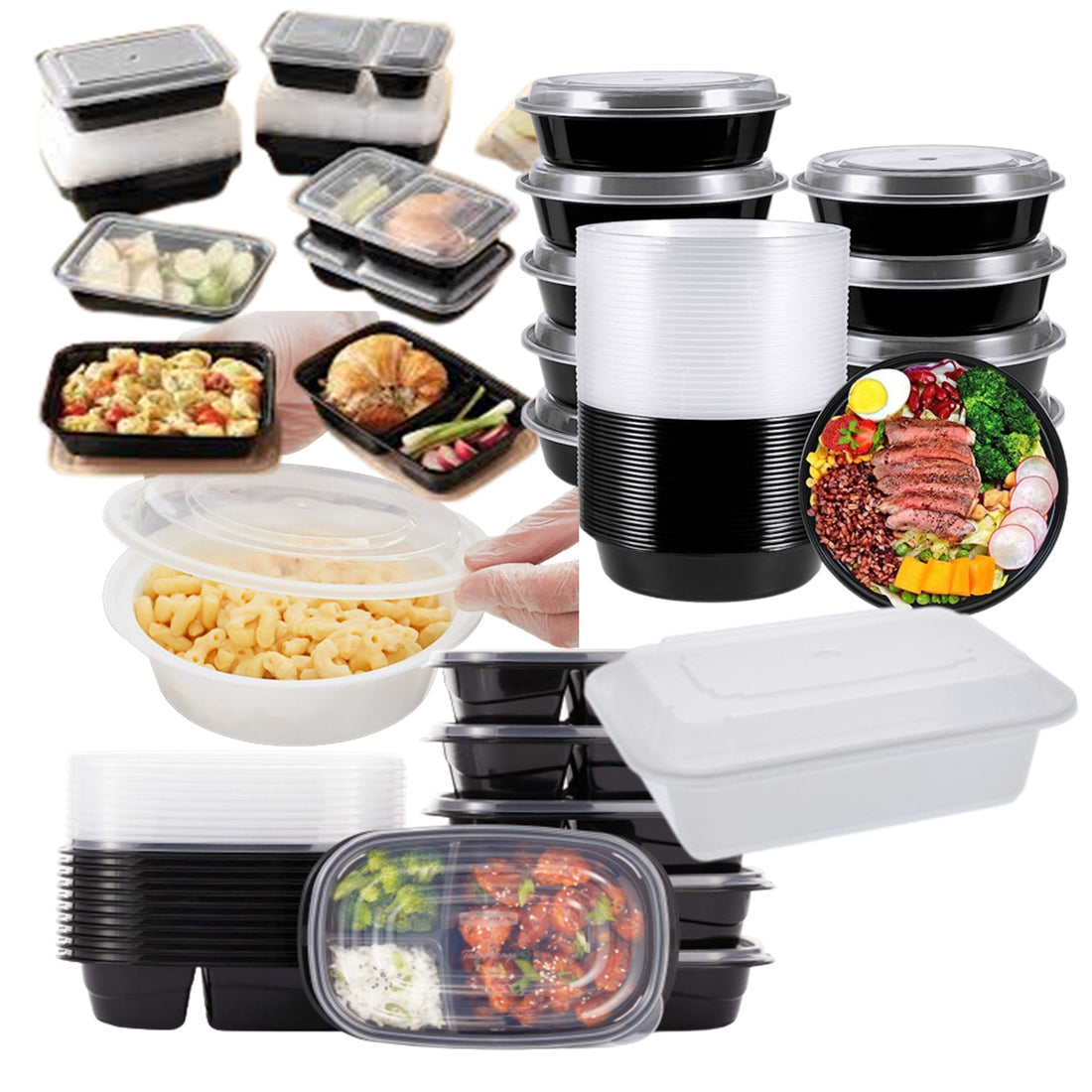 Disposable Microwavable Meal Prep Containers with Clear Lids