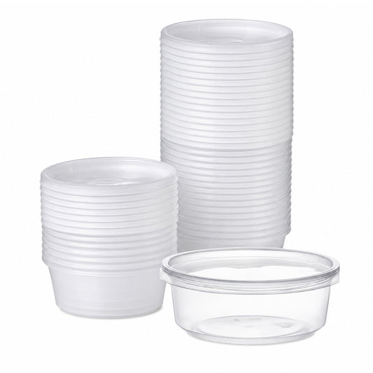 *WHOLESALE* 8oz Lightweight Deli Containers with Lids Disposable Plastic 500/case Food Storage & Serving VeZee