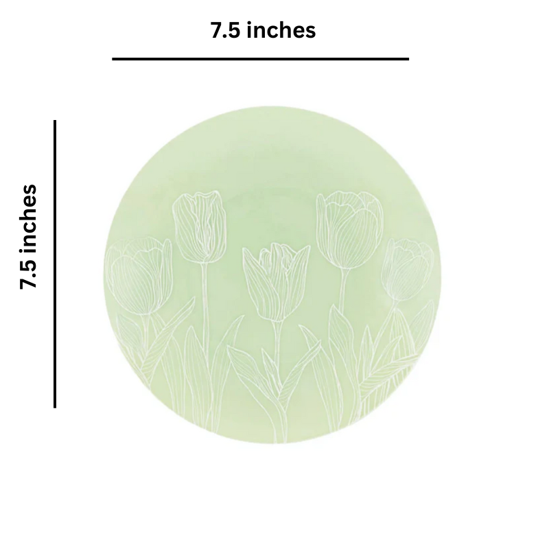 Mint Green Tulip Round 7.5 inches Salad/Dessert Plastic Plates Elegant Plates Blue Sky   