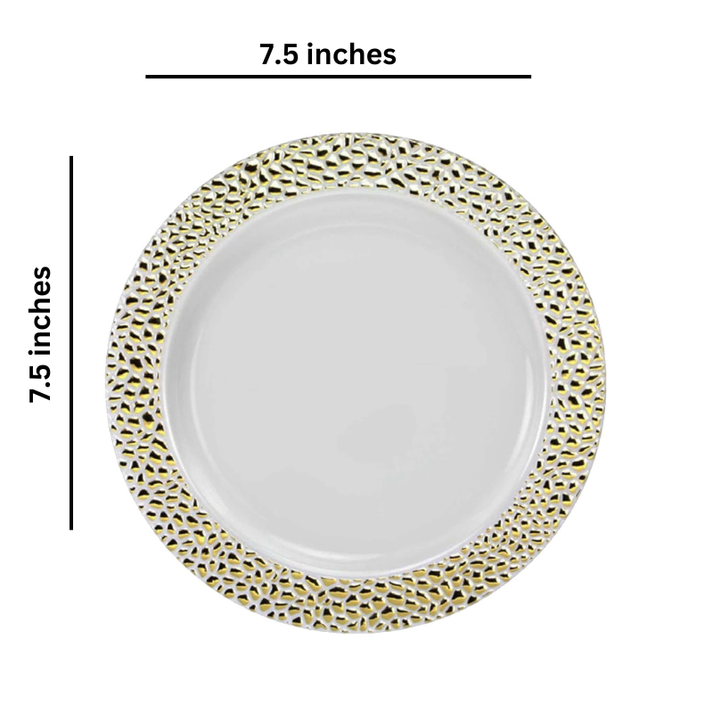 Pebbled Plastic Salad Plate Gold 7.5" Elegant Plates Lillian   