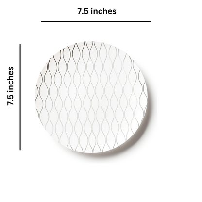 Whisk Collection Plastic Salad Plates White & Silver 7.5" Tablesettings Decorline