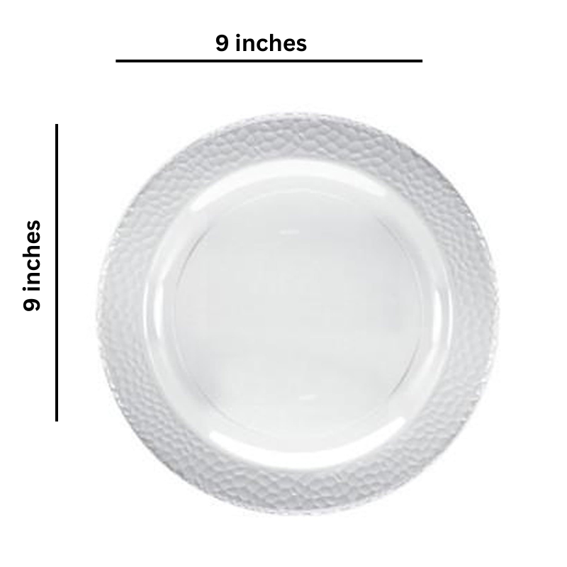 Lillian Tablesettings Pebbled Plastic Plate Clear 9" Tablesettings Lillian