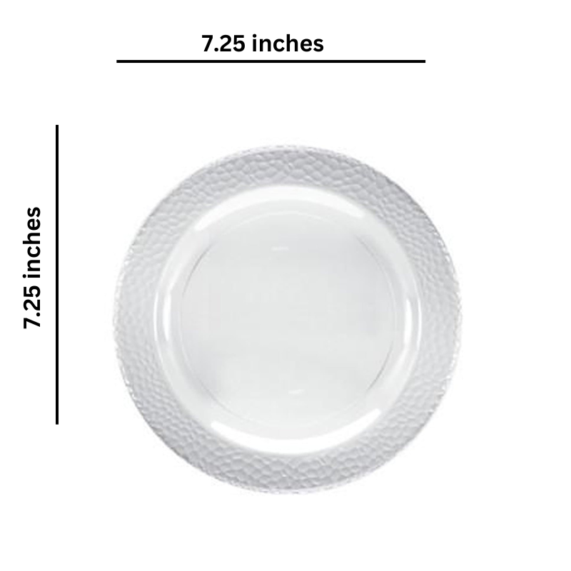 Lillian Tablesettings Pebbled Plastic Plate Clear 7.5" Tablesettings Lillian   