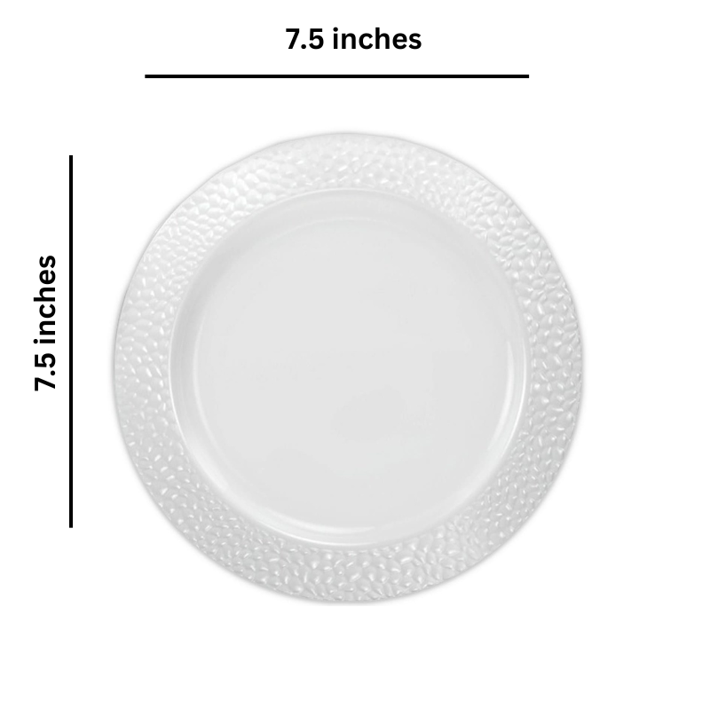 Pebbled Plastic Salad Plate White 7.5" Elegant Plates Lillian   