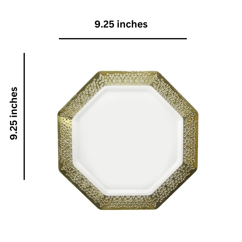 Gold Rim Lacetagon Pearl Plate 9.25" Plates Lillian   