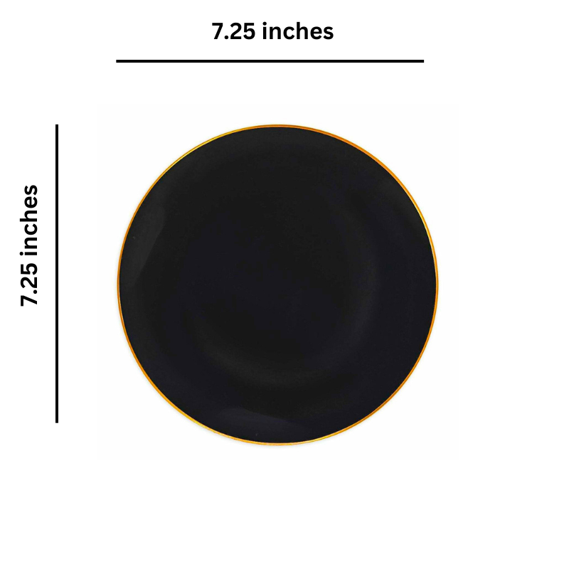 Organic Collection Black/Gold Rim Plastic Salad Plates 7.5" Tablesettings Blue Sky   