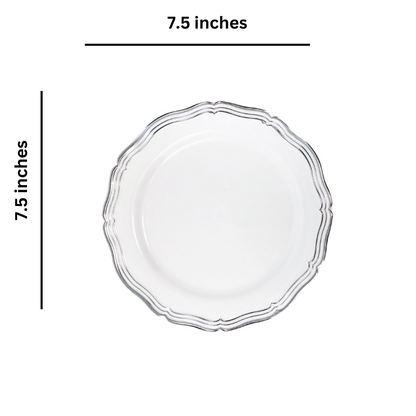 Aristocrat Collections Salad Plate White & Silver 7.5" Plates Decorline   