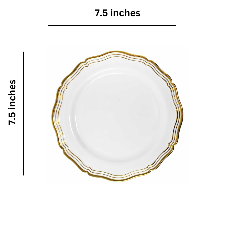 Aristocrat Collections Salad Plate White & Gold 7.5" Plates Decorline   