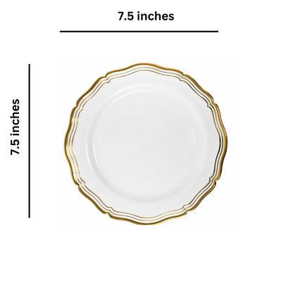 Aristocrat Collections Salad Plate White & Gold 7.5" Plates Decorline   