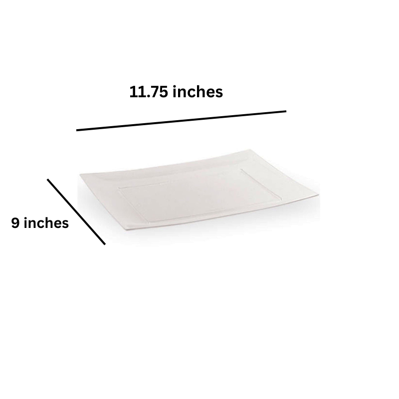 Rectangular Plastic Entree Plates Clear 11.75" Plates Lillian Tablesettings   