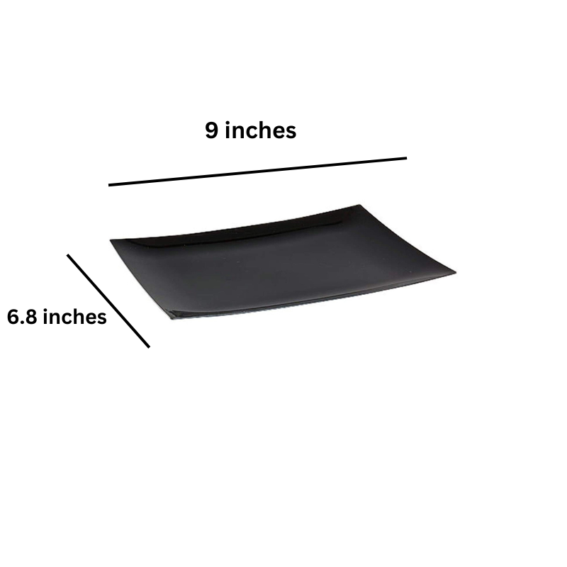 Rectangular Plastic Salad Plates Black 9" Plates Lillian Tablesettings   