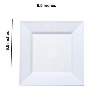 White Square Plastic Dinner Plates 6.5" Disposable Plates Lillian