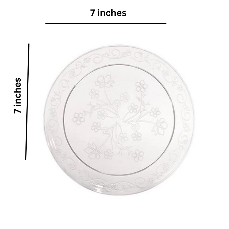 "BULK" D'Vine Plastic Salad Plate Heavyweight Clear 7" Elegant Plates Hanna K   