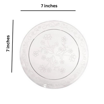 "BULK" D'Vine Plastic Salad Plate Heavyweight Clear 7" Elegant Plates Hanna K   