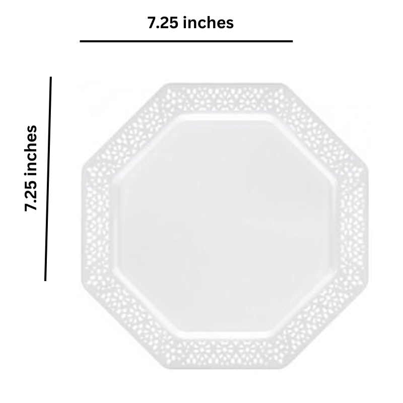 Lillian Tablesettings Lacetagon Plastic Plate Pearl 7.25" Plates Lillian   