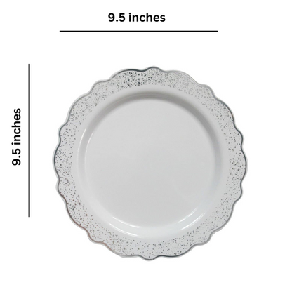 Confetti Collections Plate White Silver 9.5" Plates Decorline   