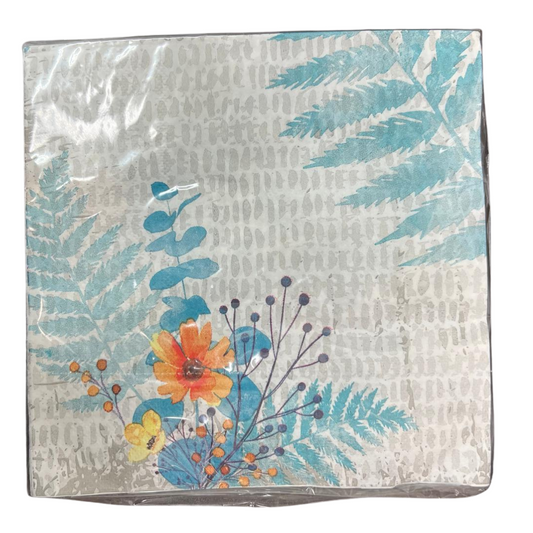 Floral Bliss Teal 13x13 2-Ply Paper Napkins Paper Napkins Nicole Home Collection