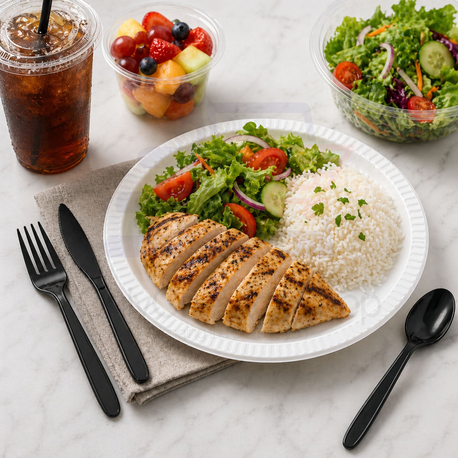 *WHOLESALE* 4 Piece Black Plastic Cutlery Set Heavy Weight 250 Sets/Case Disposable Cutlery VeZee