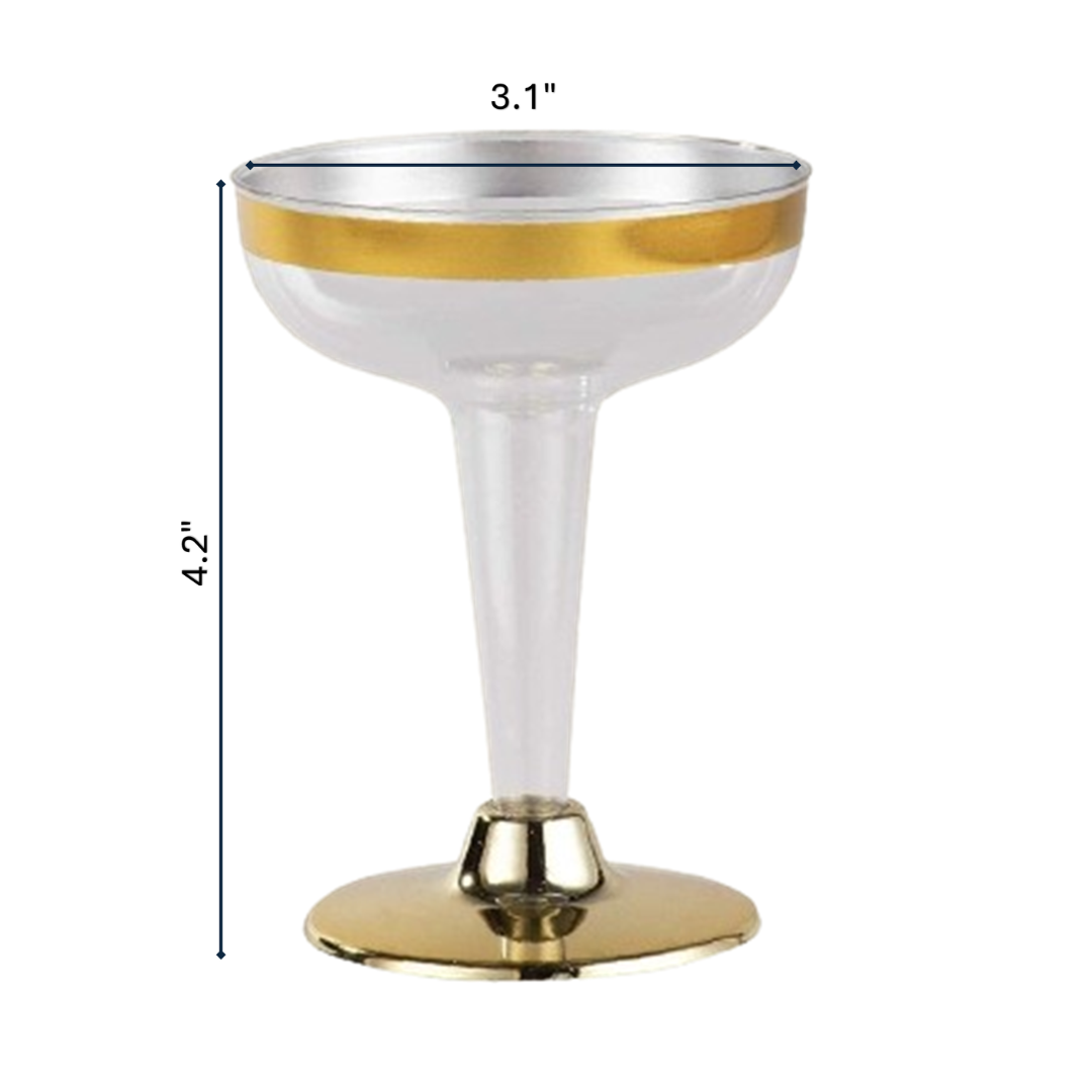 4oz Plastic Champagne Cocktail Glasses With Gold Rim & Bottom Champagne Cocktail Lillian Tablesettings