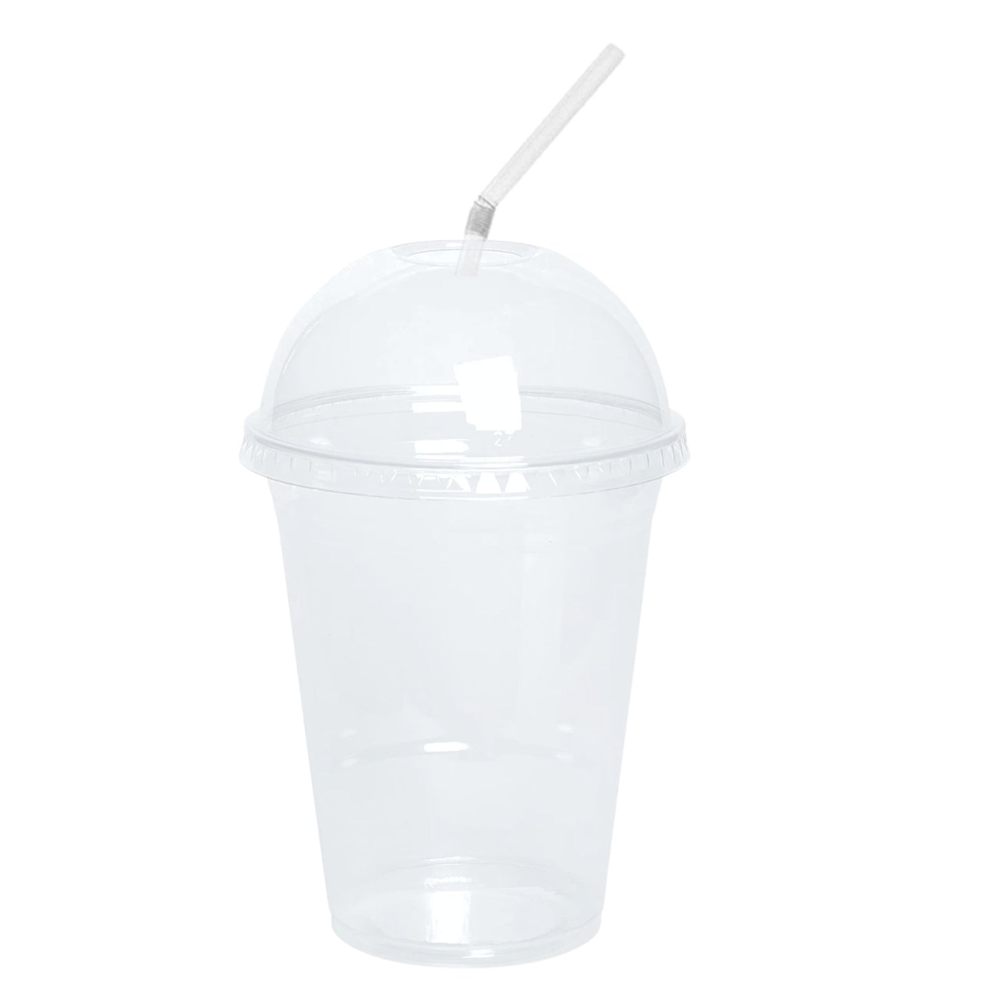 12oz Clear PET Plastic Cups with Dome Lid & Straw Smoothie Cups VeZee