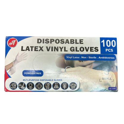 Disposable Latex Vinyl Gloves - Powder-Free - 100Pcs - Small Gloves American Eagle