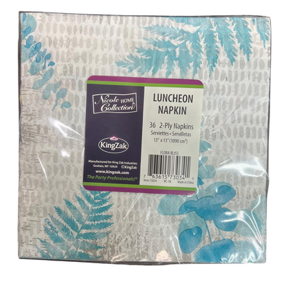 Floral Bliss Teal 13x13 2-Ply Paper Napkins Paper Napkins Nicole Home Collection