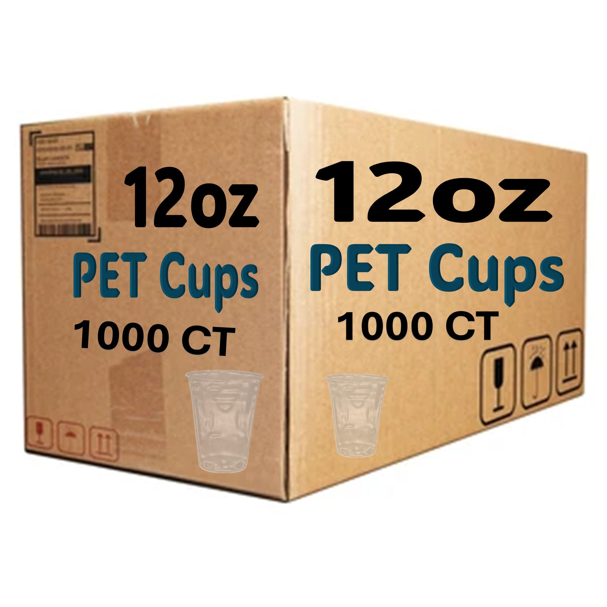 *WHOLESALE* 12oz Clear PET Cups Disposable Plastic 1000/Case Smoothie Cups VeZee