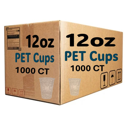 *WHOLESALE* 12oz Clear PET Cups Disposable Plastic 1000/Case Smoothie Cups VeZee