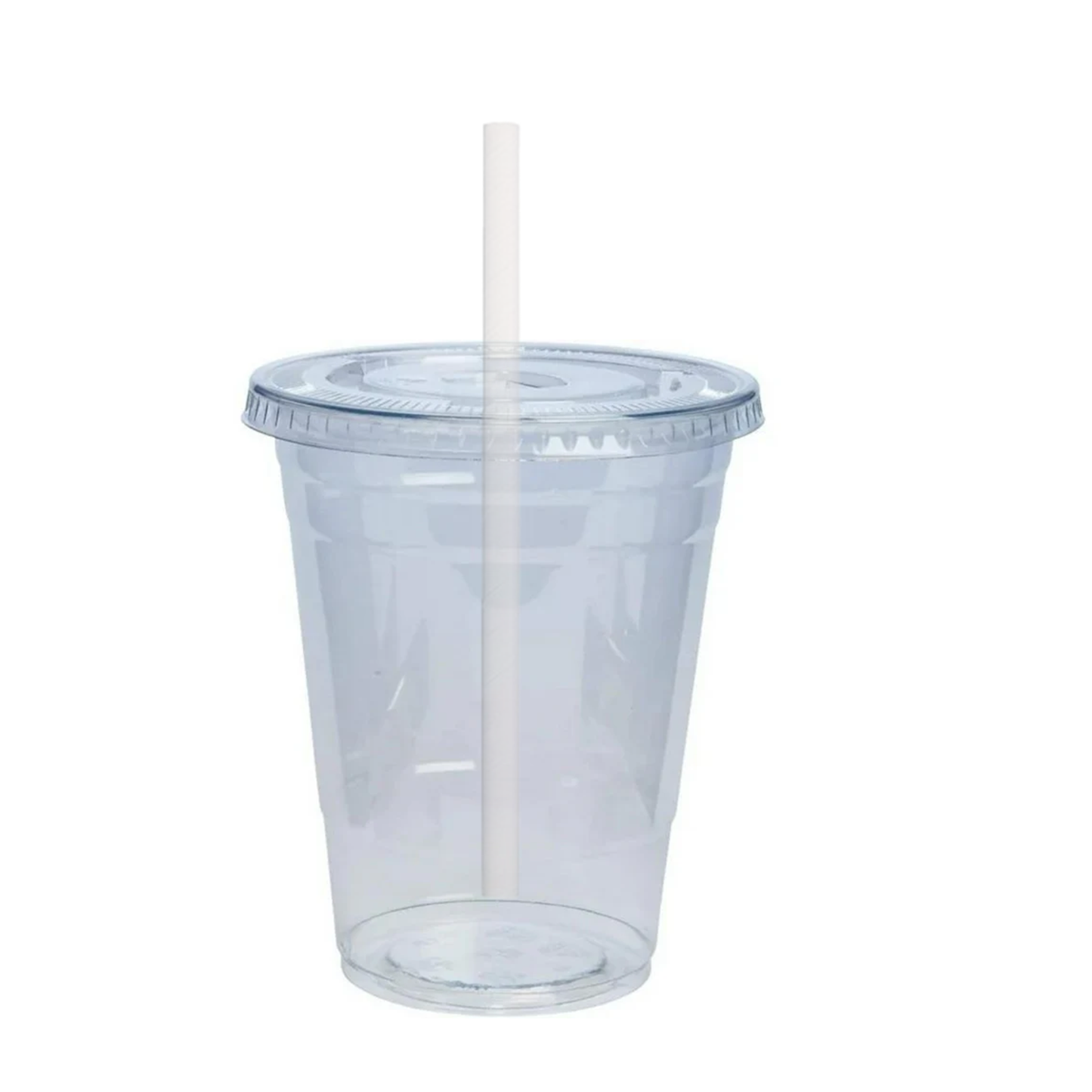 12oz Plastic Clear PET Cups With Flat Lid & Straw, for All Kinds of Beverages Smoothie Cups VeZee   