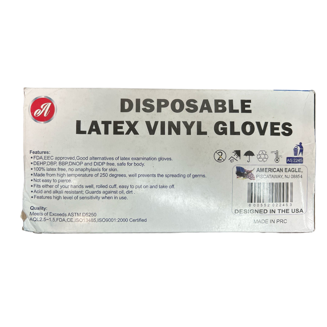 Disposable Latex Vinyl Gloves - Powder-Free - 100Pcs - Small Gloves American Eagle