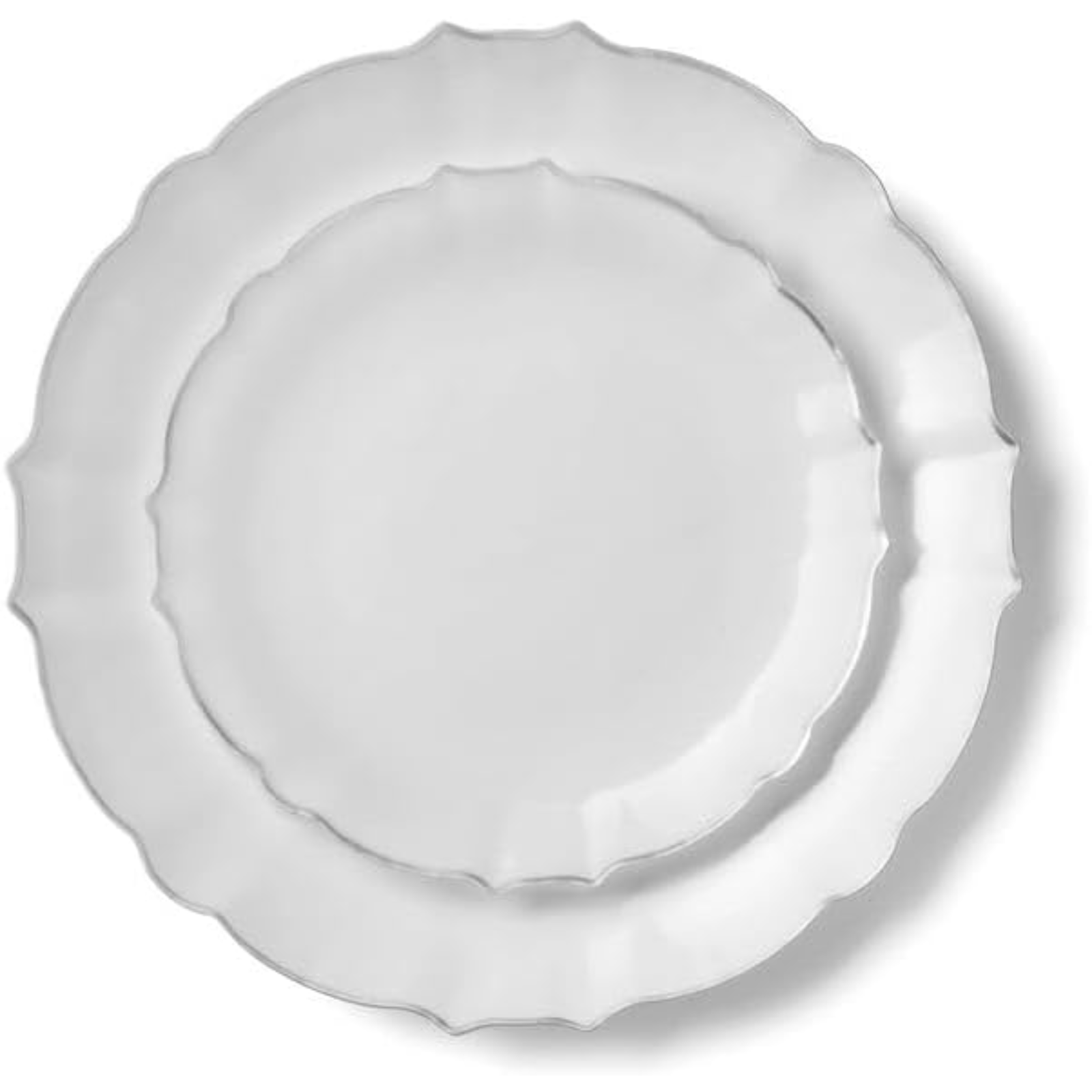 LUXE Collection White With Silver Rim 7.5" Premium Heavyweight Plastic Plates  VeZee   