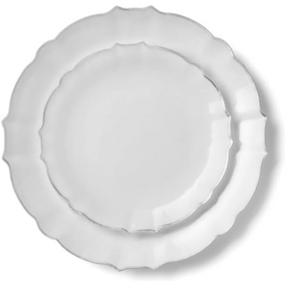 LUXE Collection White With Silver Rim 7.5" Premium Heavyweight Plastic Plates  VeZee   