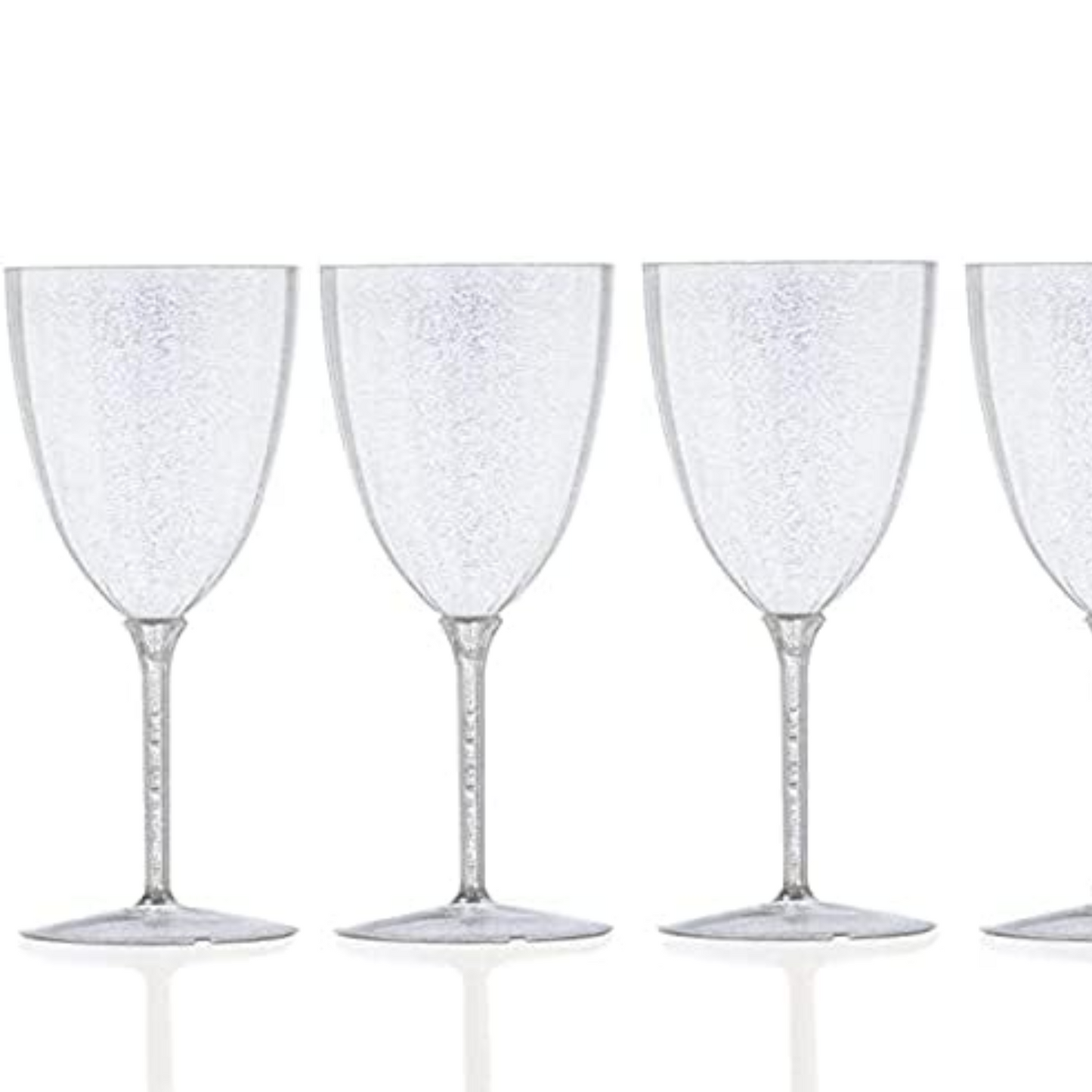 Silver Glitter Disposable Plastic Wine Glasses Goblet 7 oz Cups Nicole Fantini   