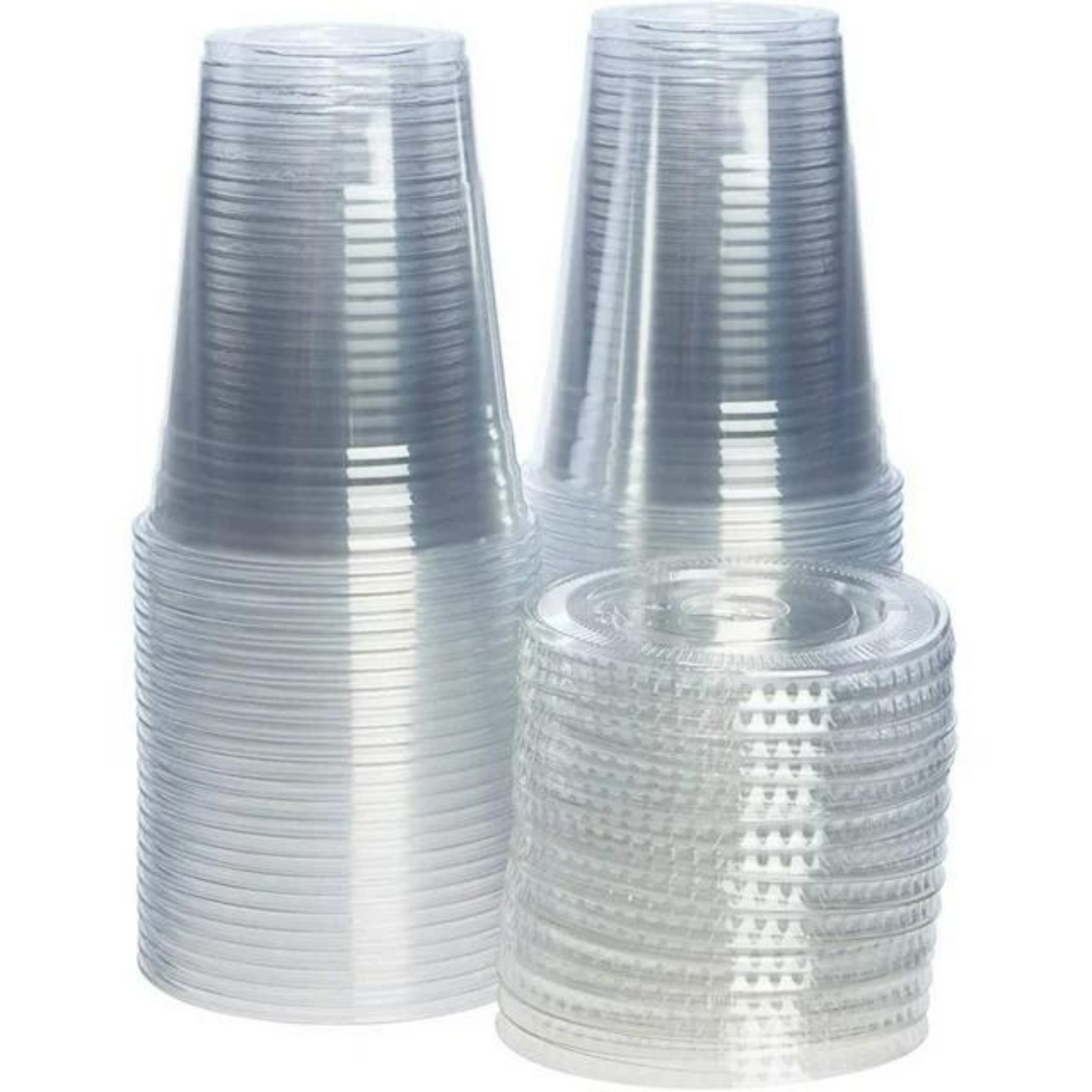 16oz Plastic Clear PET Cups With Flat Lid & Straw, for All Kinds of Beverages Smoothie Cups VeZee Cups With Flat Lids 100 Pack 