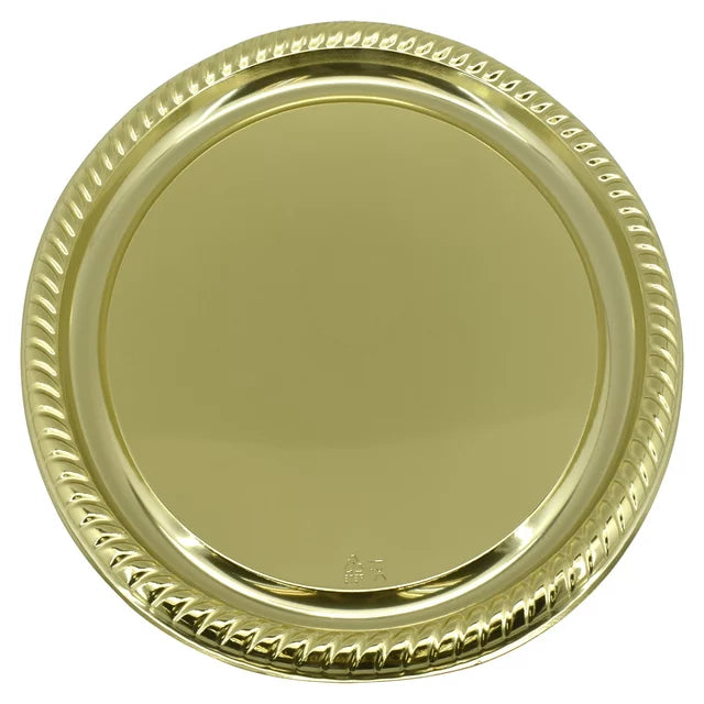 11.5" Gold Round Metallic Serving Plastic Tray Tray King Zak   