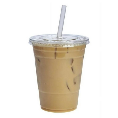 16oz Plastic Clear PET Cups With Flat Lid & Straw, for All Kinds of Beverages Smoothie Cups VeZee   