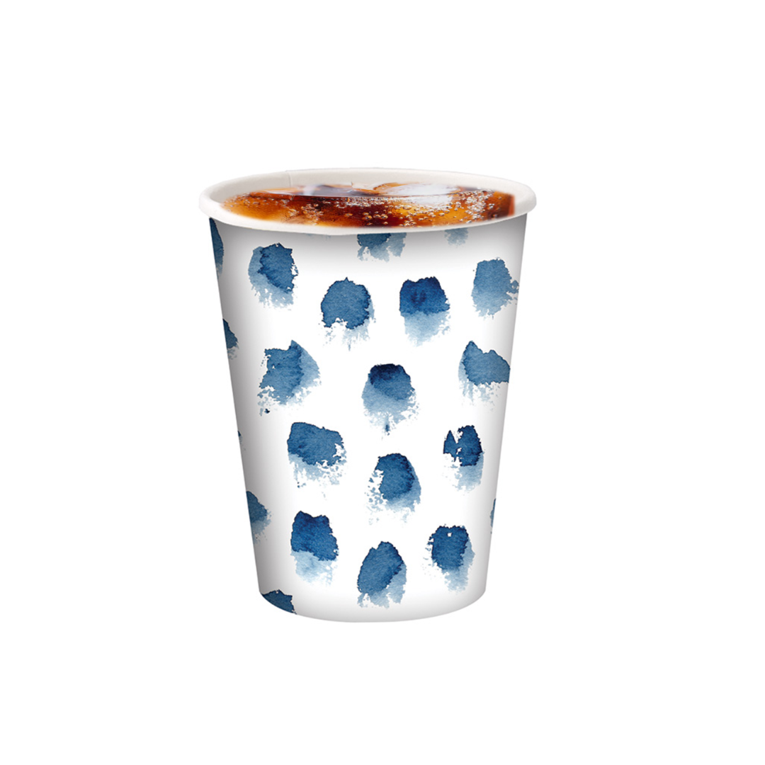 Paint Dabs Blue 12oz Paper Cups Disposable Cups Nicole Home Collection