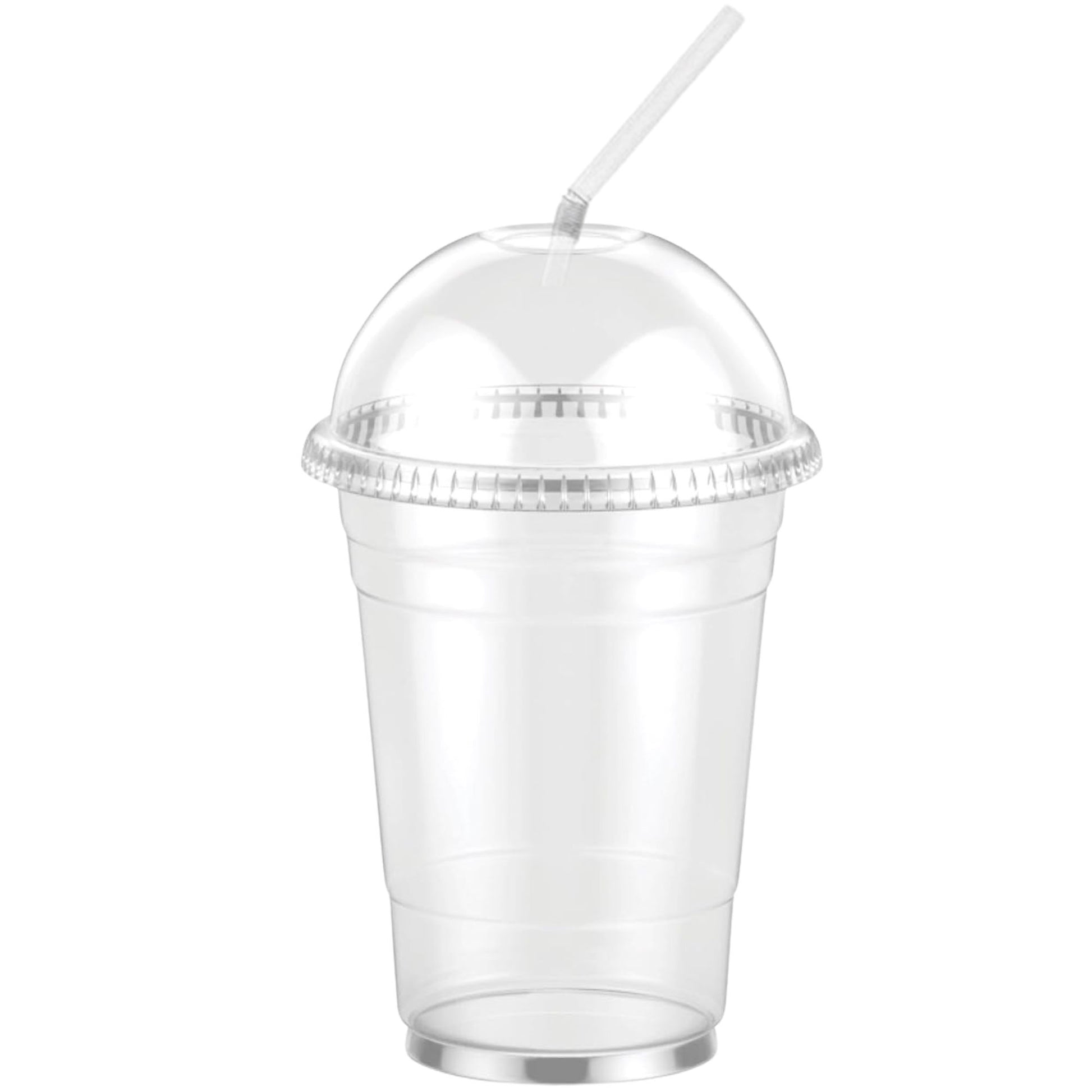 16oz Clear PET Plastic Cups with Dome Lid & Straw Smoothie Cups VeZee