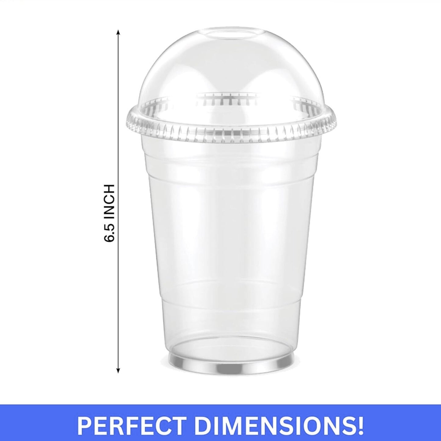 16oz Clear PET Plastic Cups with Dome Lid & Straw Smoothie Cups VeZee