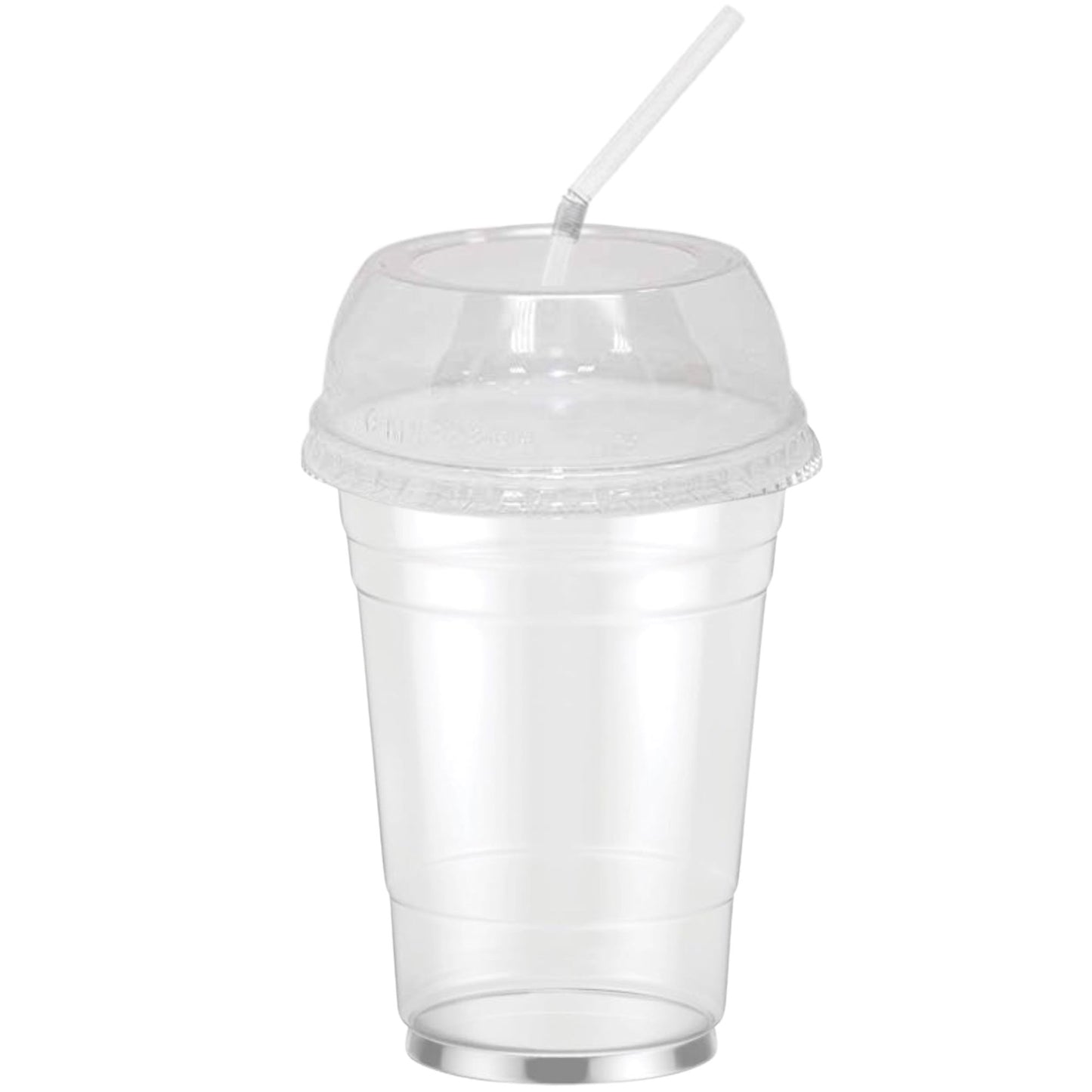 16oz Clear PET Plastic Cups with Wide Hole Dome Lid & Straw Smoothie Cups VeZee