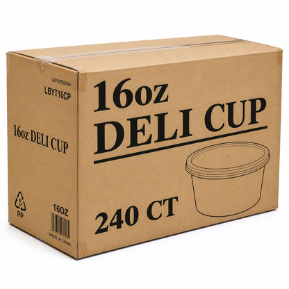 *WHOLESALE* 16oz Deli Containers with Lids Heavy Duty Disposable Plastic 240/Case Food Storage & Serving VeZee