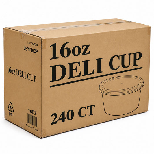 *WHOLESALE* 16oz Deli Containers with Lids Heavy Duty Disposable Plastic 240/Case Food Storage & Serving VeZee